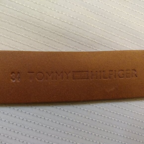 Vtg Tommy Hilfiger Cognac Brown Leather Belt - Sz 34 - Picture 7 of 8